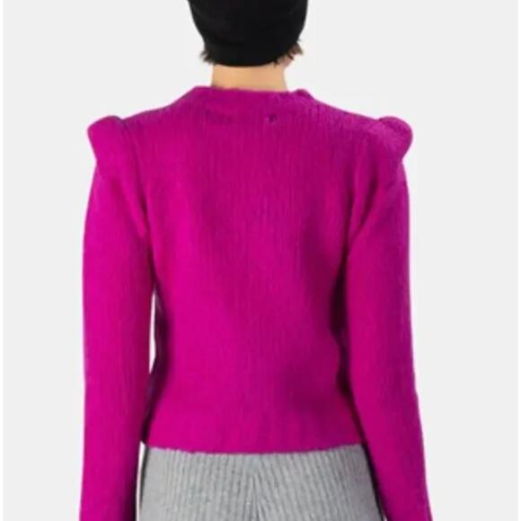 NAADAM Wool Cashmere Structured Shoulder Sweater Fuchsia Purple Sz XS {3J6} - Picture 2 of 7